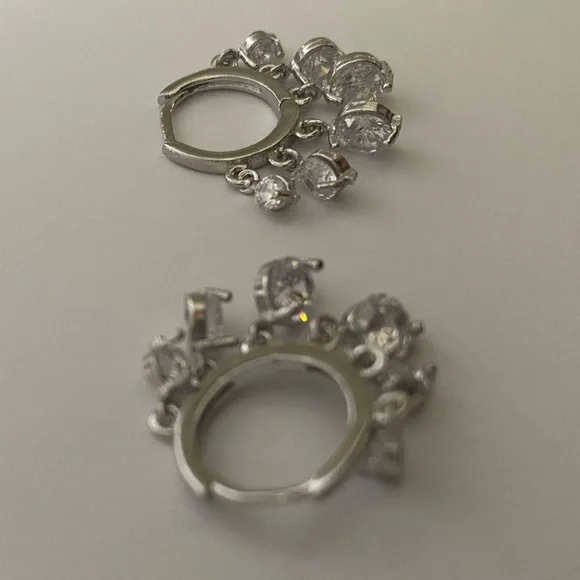925 Silver chandelier earrings cubic zirconia hoops